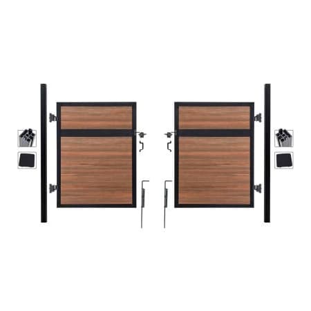 Jewett Cameron Companies Estate 10'W x 6'H King Cedar Aluminum/Composite Adjustable Fence Double Gate Kit -IN GROUND ONLY EF ET2216